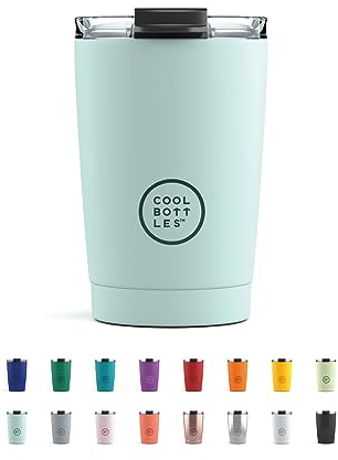 Cool Bottles - Tumbler - Gobelet Isotherme en Inox - 330 ml - Pastel Sky - Tasse à Café Thermique - Couvercle Hermétique - Boissons froides 10h et chaudes 5h - Finition Anti-tâches