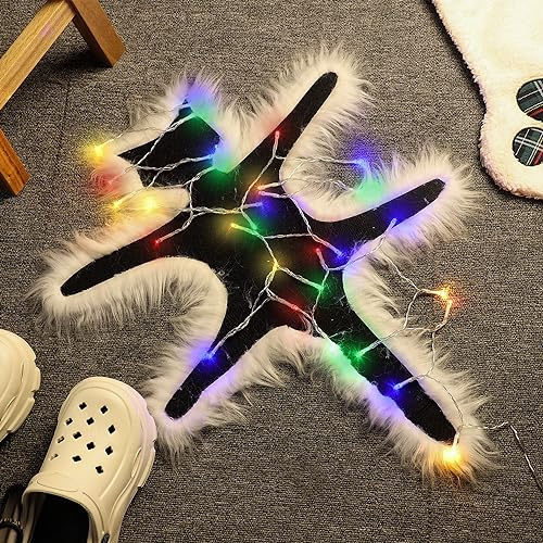 Leuchtender Teppich mit Gebratener Katze, Lustig Teppiche Flurteppiche Weihnachtslichter-Dekoration rutschfest Bodenteppich Wohnzimmer für Zuhause Schlafzimmer Weihnachtsfeier (Bunt)