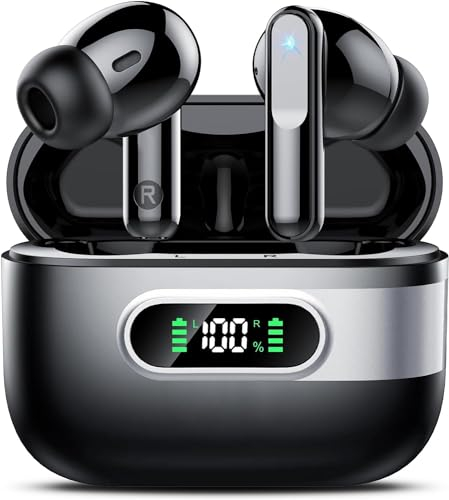 Ear Buds Wireless Earbuds, Bluetooth 5.3 Headphones with 4 ENC Mics, Wireless Headphones In Ear with 42H Playback LED Display, Deep Bass Stereo Sound, Touch Control, IPX7 Waterproof Earphones