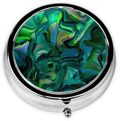 Abalone Perlmutt-Pillendose aus Metall, tragbar, rund, 3 Fächer, Organizer für Tasche, Geldbörse, Reisegeschenke