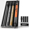 Four Candies 1.3mm Porte-mines avec étui, porte-mines d'extérieur en métal avec 24 recharges (rouge, noir, jaune), gomme, 6 recharges de gomme pour architecte, dessinateur, menuisier