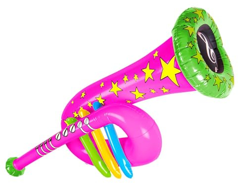NET TOYS Aufblasbare Trompete - Rosa ca. 63cm - Originelles Party-Accessoire Zirkus Tuba aufblasbar