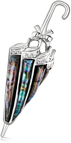 Vintage Damen Strass Brosche Regenschirm Brosche Anstecknadel Aus Abalone Muschel Anstecknadel Aus Silber Anstecknadel Mit Diamant