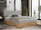 MKS MEBLE Boxspringbett 140x200 mit Bettkasten, Polsterbett 140x200 mit Matratze H3, Boxspringbett 140x200 mit Kopfteil, Boxspringbett mit Massivholz - Nessi - Hellgrau Struktur - H3