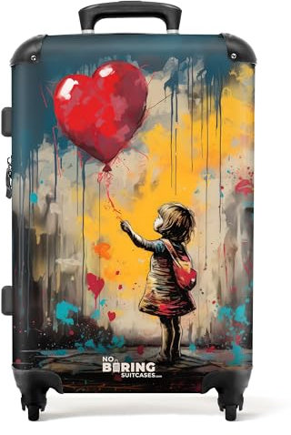 NoBoringSuitcases.com Handgepäck Koffer, Reisetasche mit Rollen, Hartschalenkoffer, Trolley, TSA Schloss - Mittelgroß mit Graffiti-Druck
