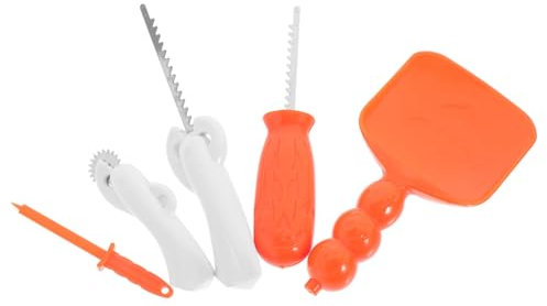 ABOOFAN Kürbisschnitzwerkzeug Halloween Schnitzset aus Rostfreiem Edelstahl 5 Stück Kürbis Schnitzmesser Werkzeug für Kinder und Erwachsene Rutschfester Griff für Kürbis und Obst Schnitzen