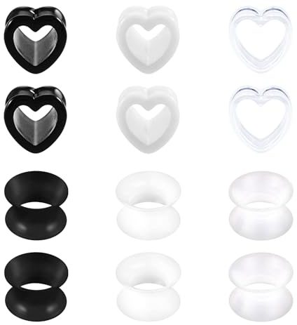 MODRSA 14MM Ear Tunnel Plug Silikon Flared Flexibler Herz Tunnel Expander Stretching Damen Frauen Ear Skin Flexibles Fleisch 6Paare