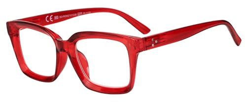NEW VISION Lesebrille, Lesebrillen Damen NV3856, Übergroßer Quadrat Vintage Rahmen, Modischer Stil Lesehilfe für Damen Herren (Rot, 1.5, Dioptrien)