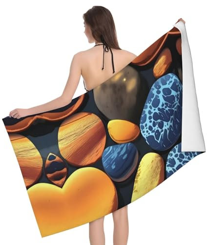 WZYGXMW Gelbe Kieselsteine, wasserabsorbierendes Badetuch, weich, hautfreundlich, für Badezimmer, Strand, Schwimmen, Lebensmittel, Unisex
