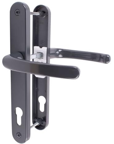 JCP PRO uPVC Door Handle Pair Set Sprung 92 PZ 92mm, Backplate 246mm x 32mm (215mm Screw Centres, Anthracite Grey 7016)