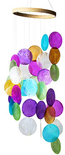 Regenbogenmuschel-Windspiele für den Innen- und Außenbereich, handgefertigt, bemalt, Bunte Strandküste, Ozean, Heim- und Gartendekoration, Gedenk- und Mitgefühlgsgeschenk