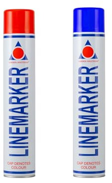 Aerosol Solutions Line Marker Spray Paint in Blue & Red - Pack of 2 x 750 ml Aerosol spray