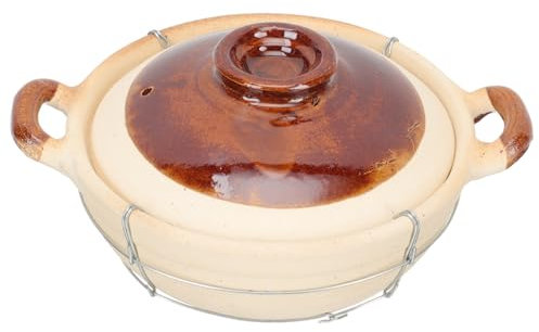 Amosfun Chinese Clay Pot Single Handle 0.5l Heat-resistant Cooking Casserole Pot Wire Frame White Kitchenware for Home Stew and Claypot Rice