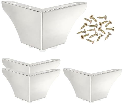 PATIKIL Pieds De Meuble en Métal 2.83 Pouces, 4 Pieds De Meuble Triangulaire Pack De Remplacement Style Moderne pour Armoire Placard Table Canapé Commode, Argent
