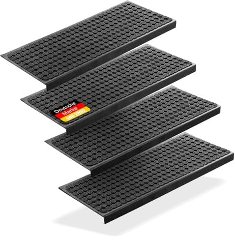 BigDean 4 Stück Stufenmatten aus Gummi – 75 x 25 cm – Outdoor Treppenstufenmatten – Anti Rutsch Gummimatten Wild Design