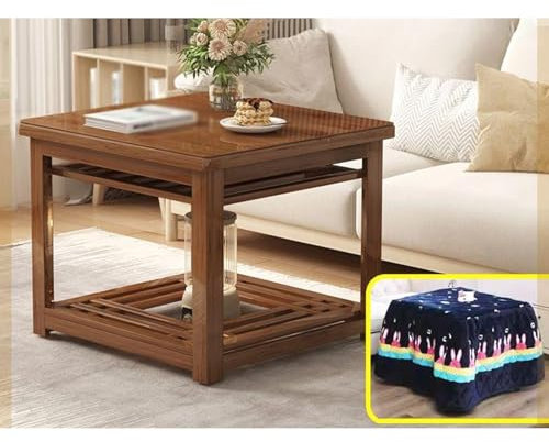 Winter Kotatsu Tisch, Japanischer Kotatsu-Tisch, Kotatsu Japanischer Tisch, Geräumiger Tragbarer Schreibtischspeicher, Abgerundete Ecken, Für den Einsatz zu Allen Jahreszeiten Geeignet(Walnut color,80
