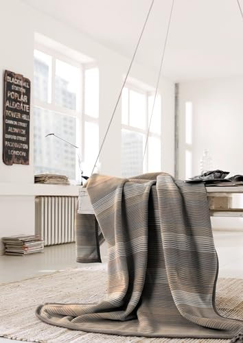 Traumschloss Biederlack Cotton Home Wohndecke Lines beige, 150x200 cm, 70% Baumwolle und 30% Polyacryl