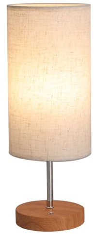 AoLa E27 Nachttischlampe Touch Dimmbar Akku Tischleuchte Kabellos Aufladbar 3 Farben Holzmaserung Basis und Stoff Lampenschirm Kleine Lampe für Nachttisch Wohnzimmer Schlafzimmer Büro Kinderzimmer