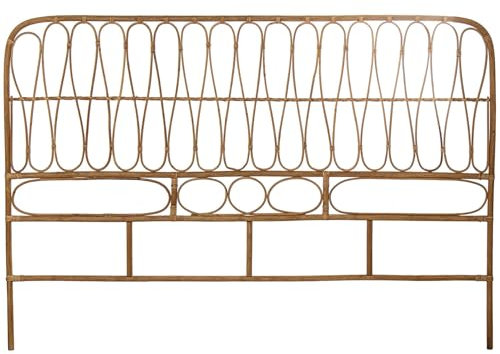 DRW Kopfteil aus Rattan, Natur, rechteckig, für Betten bis 160 cm, 160 x 2,5 x 111 cm