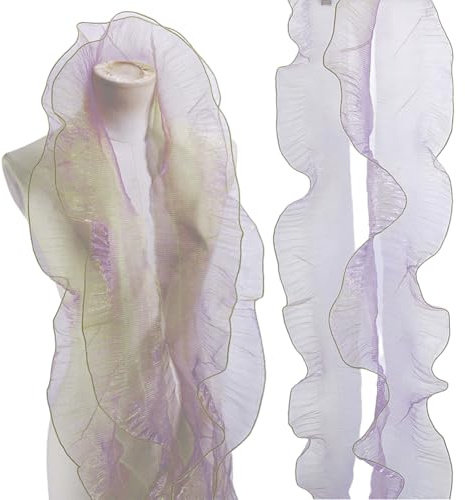 WADORN 4.7m Retro Rüschen Und Plissee Chiffonbesatz, 13cm Transparentes Band Tüllstoff Kleid Tüll Rüschen Spitzenbordüre Gerüschte Spitze Tüllstoff Besatz Für Heimwerker Basteln Nähen Kleider Taschen