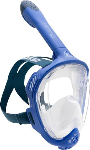 CRESSI Java Full Face Mask Blue/Blue Navy L/XL-Vollgesichts Schnorchelmaske, Ultraklare Antibeschlaglinse, 100 % Silikon, Schnorchel Trocken mit Sicherheitsventilen, Blau/Navy Blau, L/XL