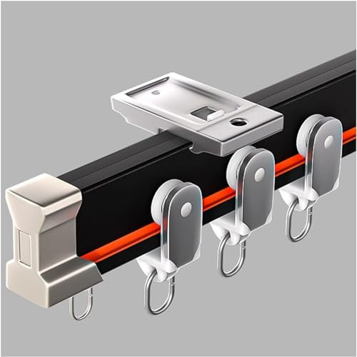 Biegbare Vorhangschiene für Deckenbefestigung, Sichtschutzvorhänge für Raumteiler, Schiebevorhangschienen für Wohnmobil, Krankenhaus Vorhangschienensystem, Falldecke (Schwarz, 152,4cm)
