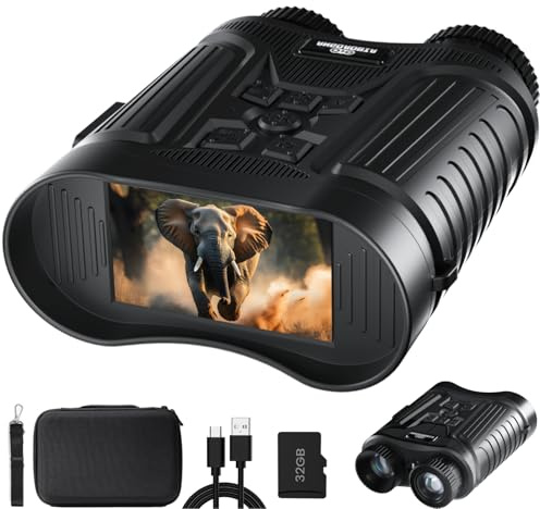 Nachtsichtbrille, 4K-Nachtsicht-Fernglas für Erwachsene, 7,6 cm HD-Bildschirm und externe Taschenlampe mit 8-fachem Digitalzoom und 600 m Sichtbereich für Outdoor-Jagd, Camping und Wildtierbeobachtung