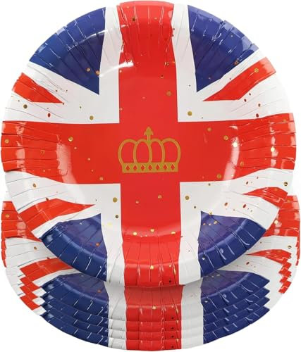 Sparkles Partyware Union Jack Bowl - Pack of 30 Paper Bowls with Union Jack Flag - Perfect for Eurovision Jubilee King's Coronation VE Day Street Parties Celebrations