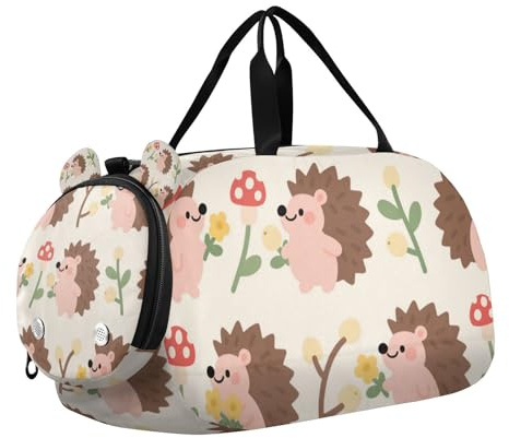 Süße Cartoon-Igel-Tasche für Mädchen, Turnbeutel mit Schuhfach, leicht, Gymnastik, Sporttasche für Jungen und Mädchen