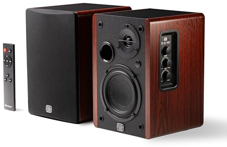 PreSonus Eris Accent 50W Multimedia Bookshelf Speakers with USB-C | Active desktop speakers, optical & coax inputs, RCA, AUX, sub out, 50W, PC, TV, gaming, multimedia