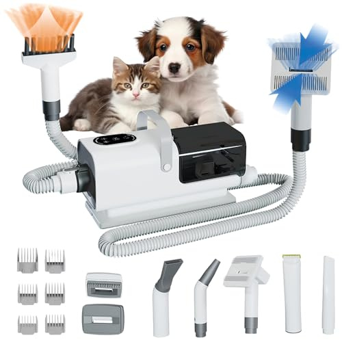 Haarschneider für Hunde mit Staubsauger, Hundehaar-Staubsauger, 11500 Pa, 2,2 l, leise, ultra-Behälter für lange Dicke, leise, professionelle Fellpflege für Tiere