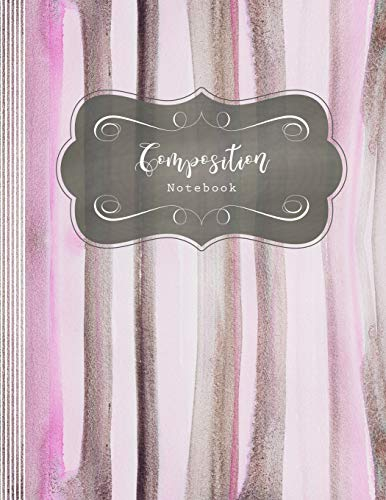 Composition Notebook: Striped Graph Paper 5x5 Grid Paper Book 8.5x11, Large - Quad Ruled - Blush Pink Purple Pastel Cream Stripes Journal For Girls Women