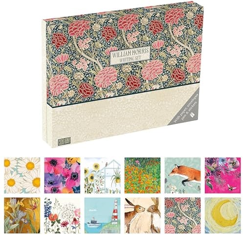 TGSC | William Morris - Cray Ballpoint Pen & Stationery Set | Letter Writing Set with 32 A5 Sheets, 16 Envelopes & 2 Letter Seals