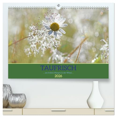 Taufrisch ... am frühen Morgen in der Wiese (hochwertiger Premium Wandkalender 2026 DIN A2 quer), Kunstdruck in Hochglanz: Erfrischende Impressionen mit Tautropfen (CALVENDO Natur)