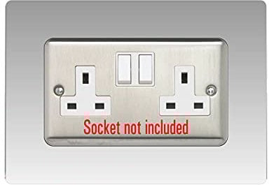 Double Socket Surround, Square Acrylic Back Panel Finger Plate, Decorative Frame for Neat and Tidy Finish, Font Colour:Clear