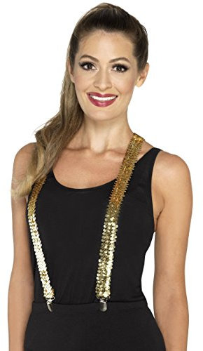 NET TOYS Paillettenhosenträger Glitzer Hosenträger Gold Hosenhalter Showstar Suspenders Bühnenoutfit