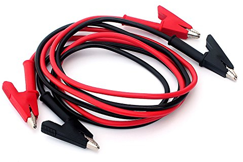 Aofan 2x Prüfkabel mit Krokodilklemmen - 100cm Rot/Schwarz - 1500V 15A - Für Multimeter, Elektrotests (PVC, Kupfer)