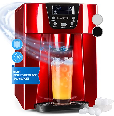 Klarstein Maquina de Hielo para Casa 2L, Ice Maker Encimera 12 kg, Maquina para Hacer Cubitos de Hielo Grandes para Casa con Panel Táctil y Sistema Auto Limpieza, Función Extra Rápida