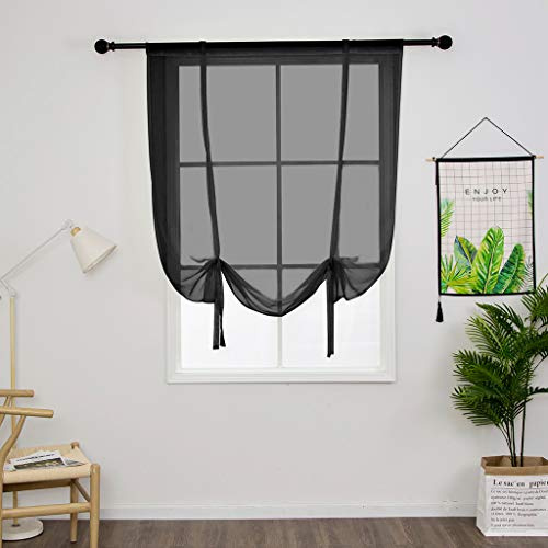 SIMPVALE Vorhänge, Schwarz 120x140cm (BxH) Raffrollo Vorhang, 1 Stück | Lichtdurchlässige Gardine, Filtert Natürliches Licht und Schafft Ein Helles und Stimmungsvolles Wohnzimmer oder Schlafzimmer