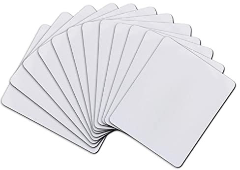 A-SUB Lot de 12 Tapis de Souris Vierges rectangulaires Vierges pour Sublimation, Transfert à Chaud, Impression Artisanale, 24 x 20 x 0,2 cm, Blanc