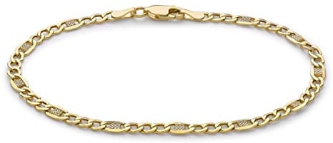 CARISSIMA Women's 9ct Yellow Gold 3.6mm Rambo Curb Chain Bracelet 19cm/7.5