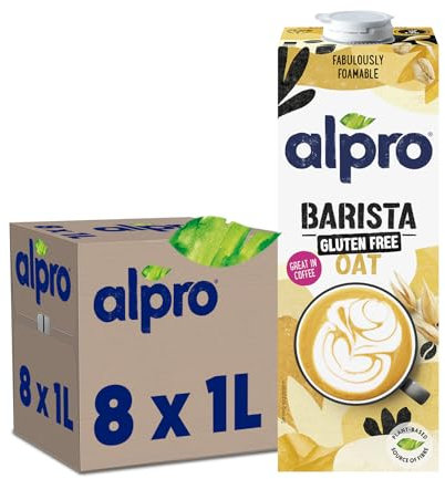 ALPRO BARISTA PROFESSIONAL, Bevanda all'AVENA, per deliziose creazioni da bar 100% vegetali, senza glutine (8 confezioni x 1 Litro)