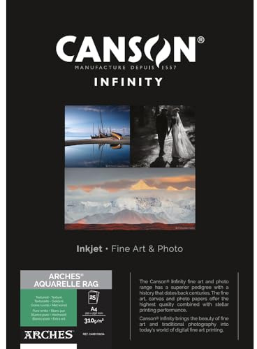 Canson Infinity Arches Aquarelle 100% fein 310 g Box A4 25H Naturweiß