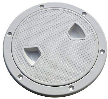 ISURE MARINE 4''Marine White Circular Non Slip Inspection Deck Plate Hatch w/Detachable Cover for Access Boat RV