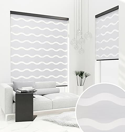 Premium DOPPELROLLO Welle HELLGRAU mit Alu Kassette (130x150 cm, Kassettenfarbe: schwarz)
