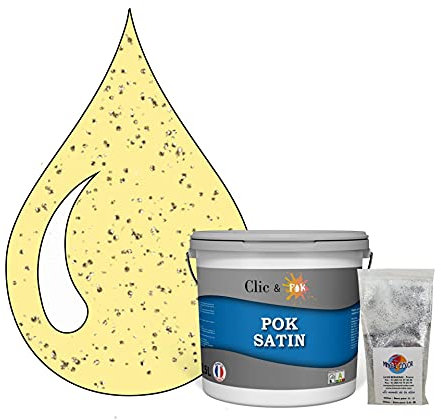 POK PAILLETTE : Peinture de Finition Acrylique Effet Pailleté Murs Intérieurs 2,5L - Jaune Pop-Corn