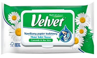 VELVET Sanftes Feuchtes Toilettenpapier Cellulosetoilettenpapier Rum&Aloe, Feucht, 48 Blätter, Weiß Toilettenpapier, WcPapier