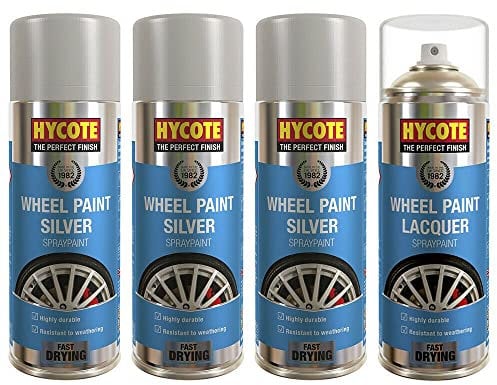 Hycote Silver and Lacquer Car Alloy Wheel Spray Paint - 4 Cans Total