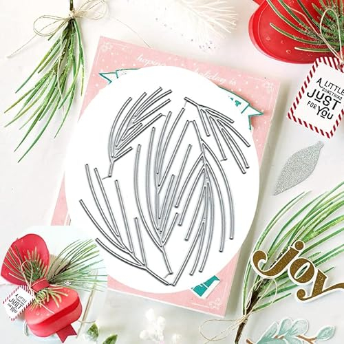 5 x Stanzschablonen aus Metall, Motiv: Tannenzweig mit Blättern, für Bastelarbeiten, Scrapbooking, Fotoalbum, dekorative Prägung, Papierkarten