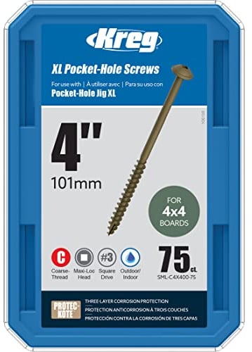 Kreg SML-C4X400-75 XL Pocket Screws, 4 Inch (75 Count)